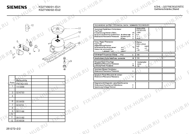 Взрыв-схема холодильника Siemens KS27V00 - Схема узла 02