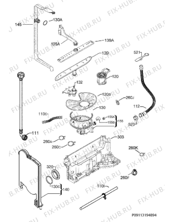 Взрыв-схема посудомоечной машины Electrolux TT4451 - Схема узла Hydraulic System 272