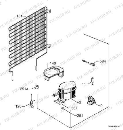 Взрыв-схема холодильника Zanussi ZBA3160H - Схема узла Cooling system 017