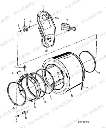 Взрыв-схема стиральной машины Zanussi Z77.38 - Схема узла Drum