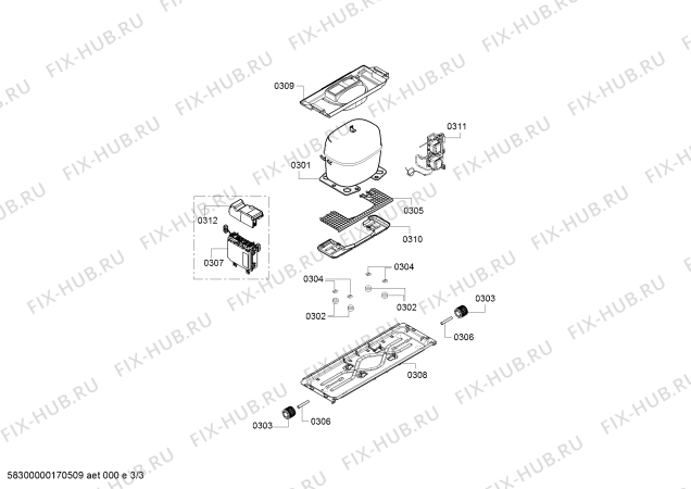 Взрыв-схема холодильника Bosch KGE58AW41N Bosch - Схема узла 03