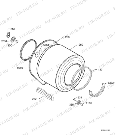 Взрыв-схема сушильной машины Zanussi Electrolux ZDC46130S - Схема узла Functional parts 267