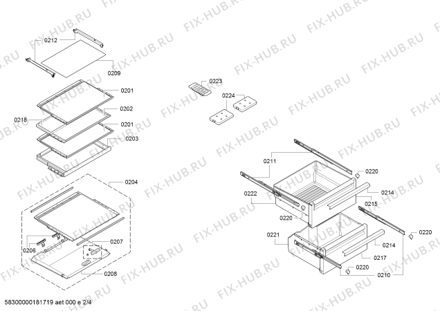 Схема №2 KI1813F30 с изображением Панель для холодильника Bosch 00747496