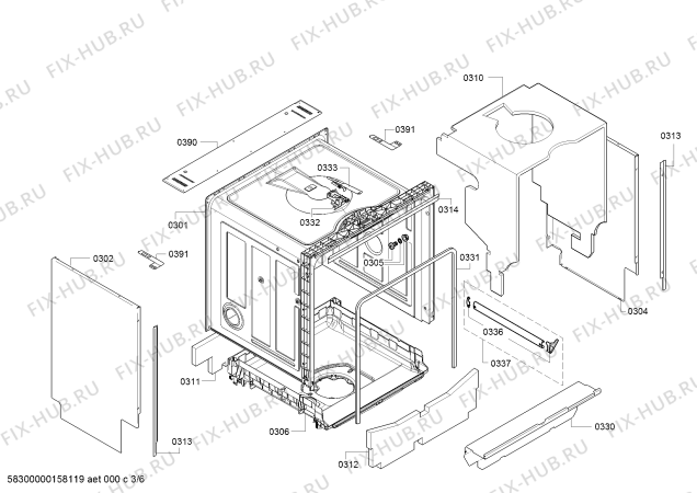 Взрыв-схема посудомоечной машины Bosch SMU50E02SK - Схема узла 03