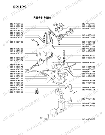 Взрыв-схема кофеварки (кофемашины) Krups F8974170(0) - Схема узла OP001874.4P3