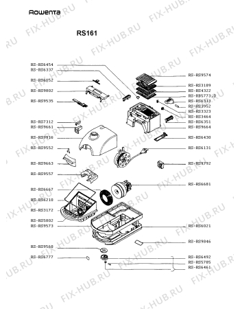 Взрыв-схема пылесоса Rowenta RS161 - Схема узла RS161___.AT1