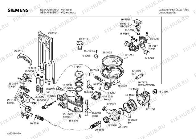 Взрыв-схема посудомоечной машины Siemens SE54A231EU - Схема узла 04