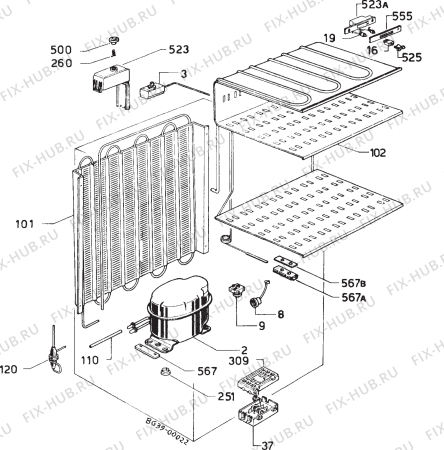 Взрыв-схема холодильника Zanussi Z913FH - Схема узла Refrigerator cooling system