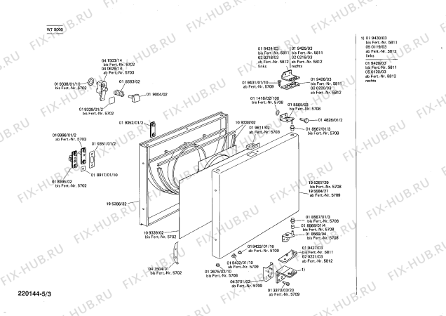 Взрыв-схема сушильной машины Siemens WT8000 FLAUSCHTROCKNER 800 - Схема узла 03