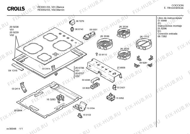 Схема №1 RE9352 с изображением Стеклокерамика для духового шкафа Bosch 00209239