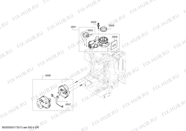 Взрыв-схема кофеварки (кофемашины) Bosch TES55236RU VeroCappuccino 200 - Схема узла 05