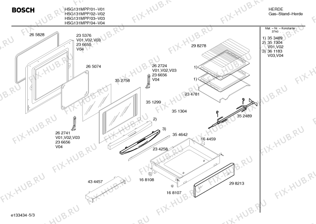 Схема №3 HSG131MPP с изображением Панель управления для плиты (духовки) Bosch 00358446