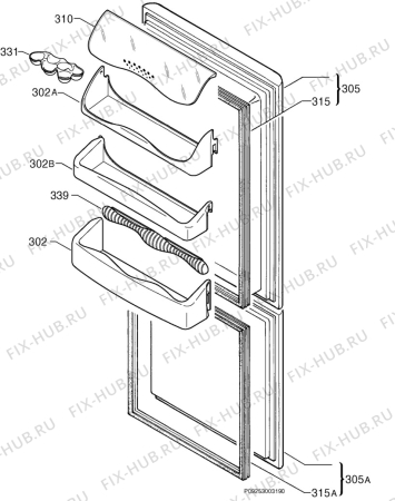 Взрыв-схема холодильника Zanussi ZK19/9R - Схема узла Door 003