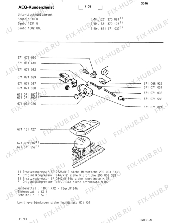 Взрыв-схема холодильника Aeg SAN1602 U - Схема узла Refrigerator cooling system