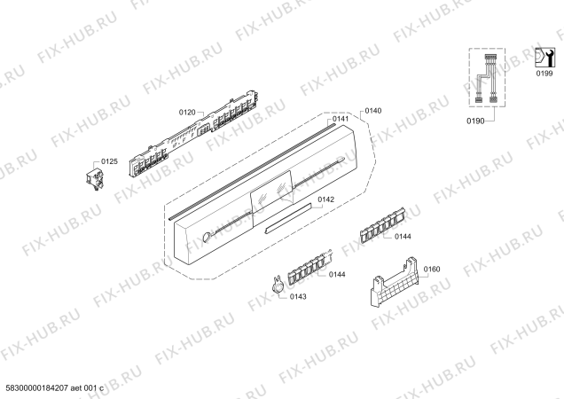 Схема №4 SN25P230EU IQ500 с изображением Передняя панель для посудомойки Siemens 11016602