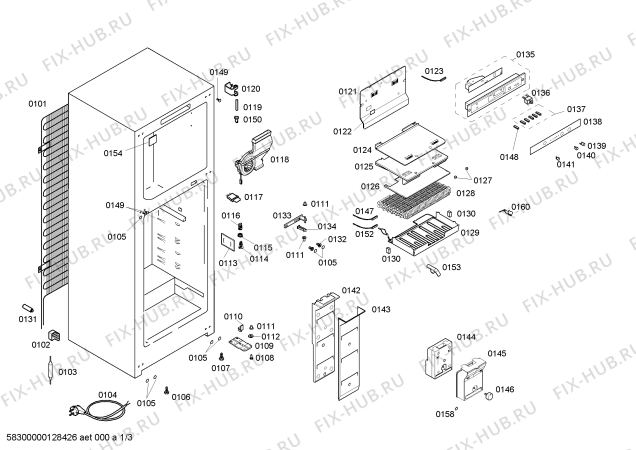 Схема №1 KD40NX70NE с изображением Дверь морозильной камеры для холодильной камеры Siemens 00479639