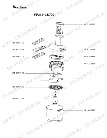 Взрыв-схема кухонного комбайна Moulinex FP212131/700 - Схема узла HP004246.1P2