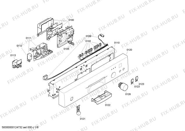 Схема №1 4VS562BP с изображением Панель управления для электропосудомоечной машины Bosch 00665957
