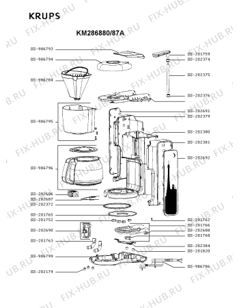 Схема №1 KM286880/87A с изображением Микрофильтр для электрокофемашины Krups SS-986784