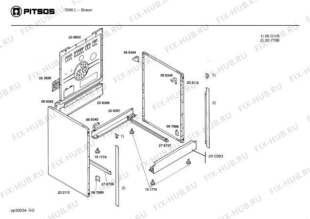 Схема №2 4000LX с изображением Панель для плиты (духовки) Bosch 00140999
