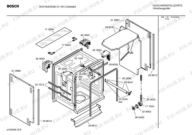 Взрыв-схема посудомоечной машины Bosch SGV56A03GB - Схема узла 03