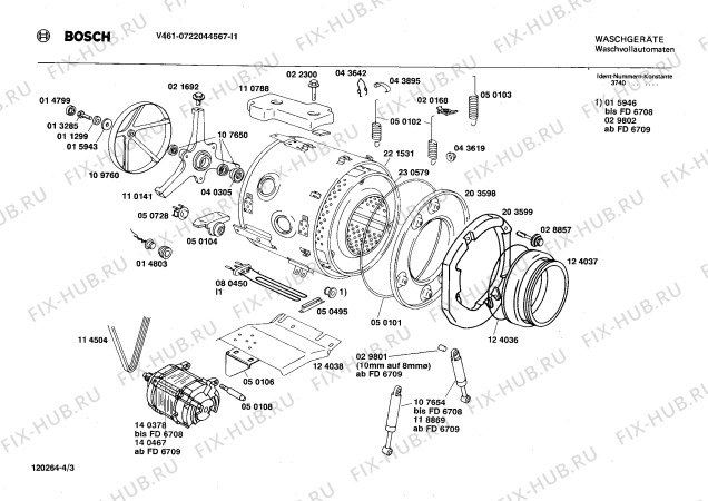 Взрыв-схема стиральной машины Bosch 0722044567 V461 - Схема узла 03