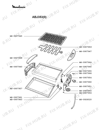 Взрыв-схема гриля Moulinex ABJ353(0) - Схема узла FP002222.7P2