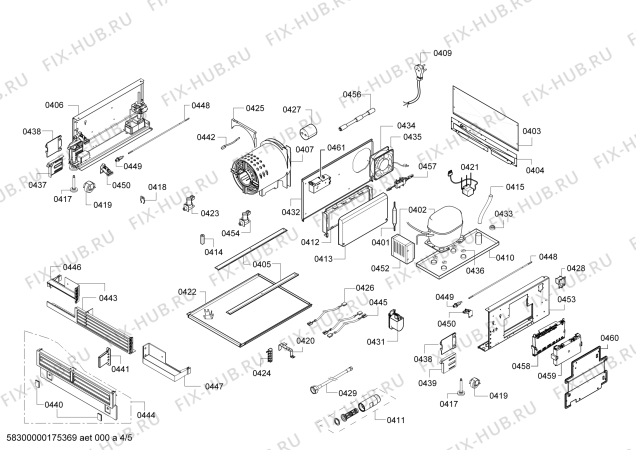 Схема холодильника Gaggenau RF411301 - Схема узла 04 Взрыв-схема холодильника Gaggenau RF411301 - Схема узла 04