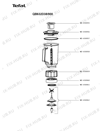 Взрыв-схема кухонного комбайна Tefal QB632D38/900 - Схема узла NP005942.3P3