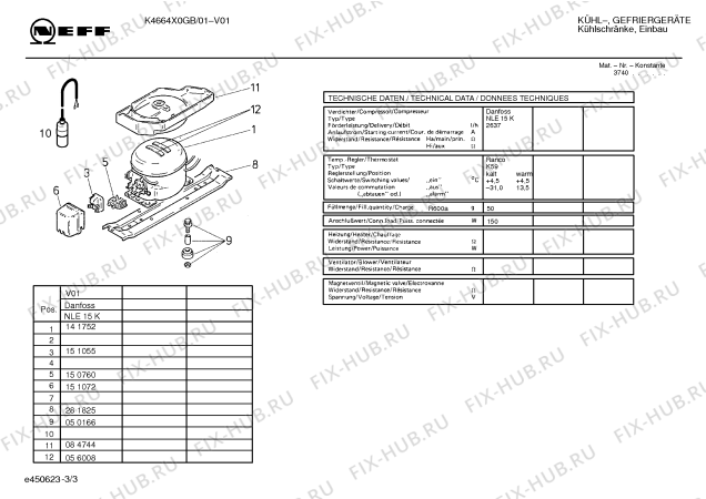Схема №3 K4664X0EU KI540 с изображением Инструкция по эксплуатации для холодильника Bosch 00526155