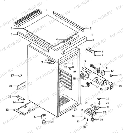 Взрыв-схема холодильника Quelle QL4E (0C) - Схема узла Cabinet + armatures