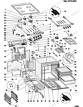 Взрыв-схема плиты (духовки) Indesit K3G20SWHU (F035989) - Схема узла