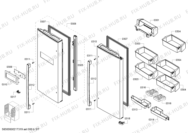 Схема №4 B21CL80SNS с изображением Монтажный набор для посудомойки Bosch 11027946