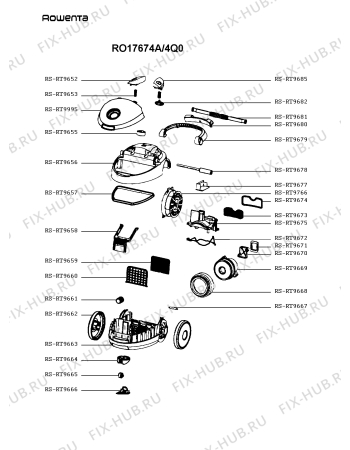 Схема №1 RO17674A/4Q0 с изображением Крышка для пылесоса Rowenta RS-RT9995