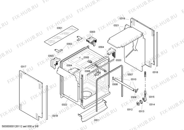 Взрыв-схема посудомоечной машины Siemens SE45E233SK - Схема узла 03