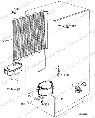 Взрыв-схема холодильника Zanussi Z57/3SI - Схема узла Cooling system 017