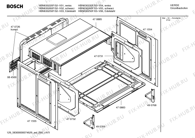 Схема №3 HBN630250F с изображением Фронтальное стекло для плиты (духовки) Bosch 00472446