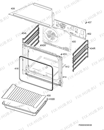 Взрыв-схема плиты (духовки) Faure FOB462N - Схема узла Oven
