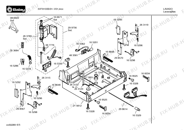 Взрыв-схема посудомоечной машины Balay 3VF915XB VF915 - Схема узла 05