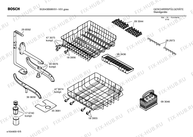 Взрыв-схема посудомоечной машины Bosch SGS43B08II AQUAVIGIL - Схема узла 06