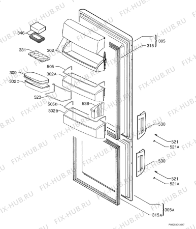 Взрыв-схема холодильника Aeg S3173KGS8 - Схема узла Door 003