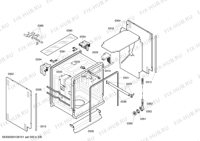 Взрыв-схема посудомоечной машины Bosch SGU57M22SK - Схема узла 03