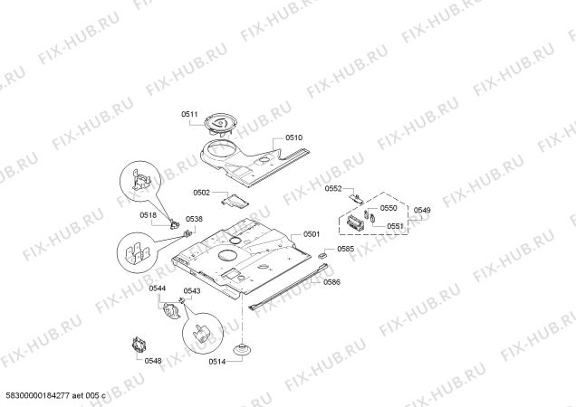 Взрыв-схема плиты (духовки) Bosch CMG633BS1 - Схема узла 05