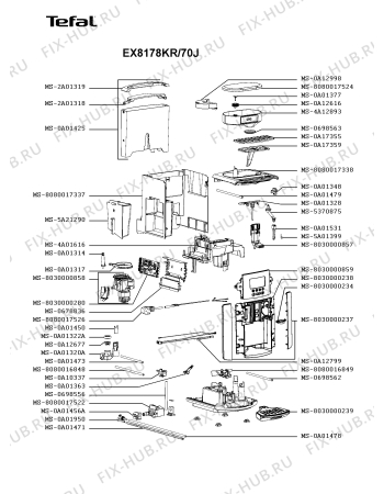 Схема №3 EX8178KR/70J с изображением Блок управления для электрокофеварки Tefal MS-8030000859