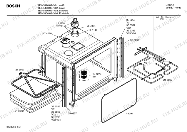 Схема №5 HBN5400 с изображением Инструкция по эксплуатации для плиты (духовки) Bosch 00528212