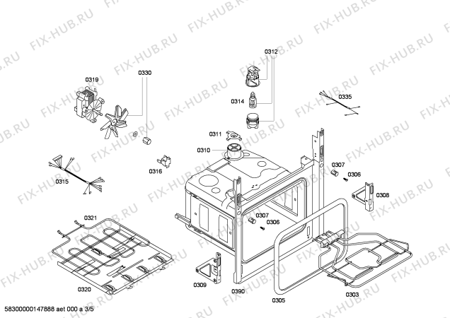 Схема №2 3HB506BP Horno.balay.2d.indp.CFm.E0_CIF.blanco с изображением Передняя часть корпуса для плиты (духовки) Bosch 00700456