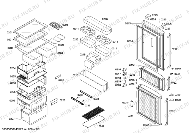 Взрыв-схема холодильника Bosch KKF23826TI - Схема узла 02