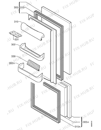 Взрыв-схема холодильника Zanker USD251 - Схема узла Door 003