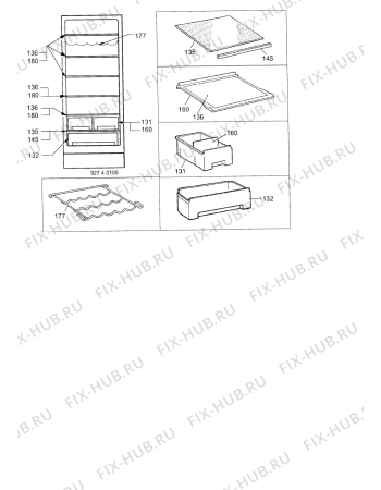 Взрыв-схема холодильника Electrolux ER2513C - Схема узла Internal parts