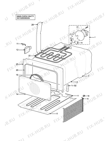 Взрыв-схема плиты (духовки) Aeg Electrolux U7101-4-A - Схема узла H10 Main Oven Cavity (large)